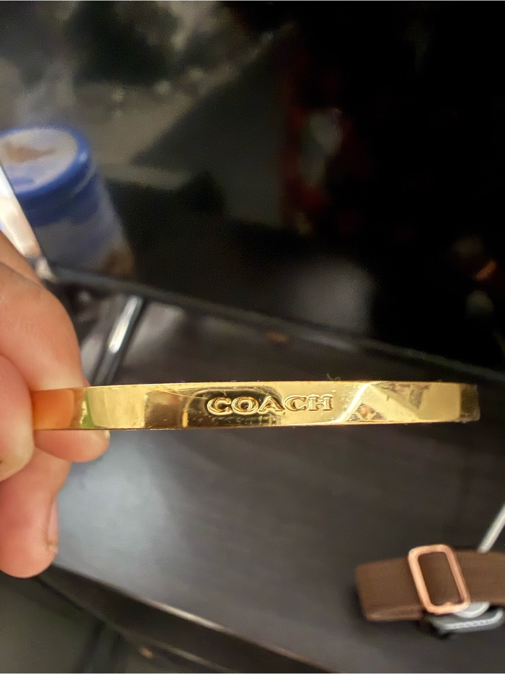 Coach Men’s Gold-Tone Engraved Bangle Bracelet